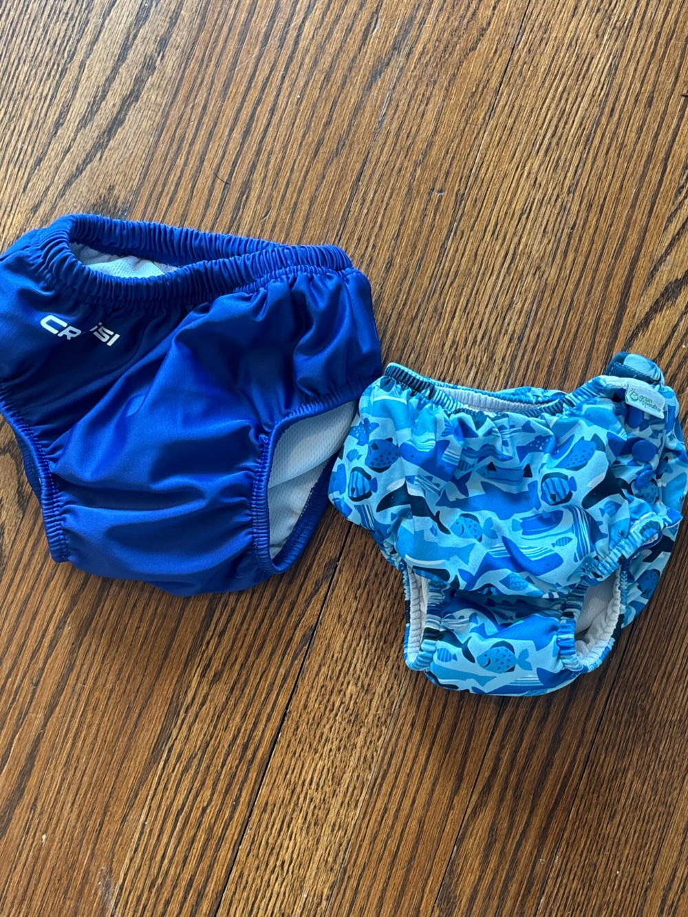 Kids Reusable Swim Diapers (2) - Solid Royal Blue & Ocean Print